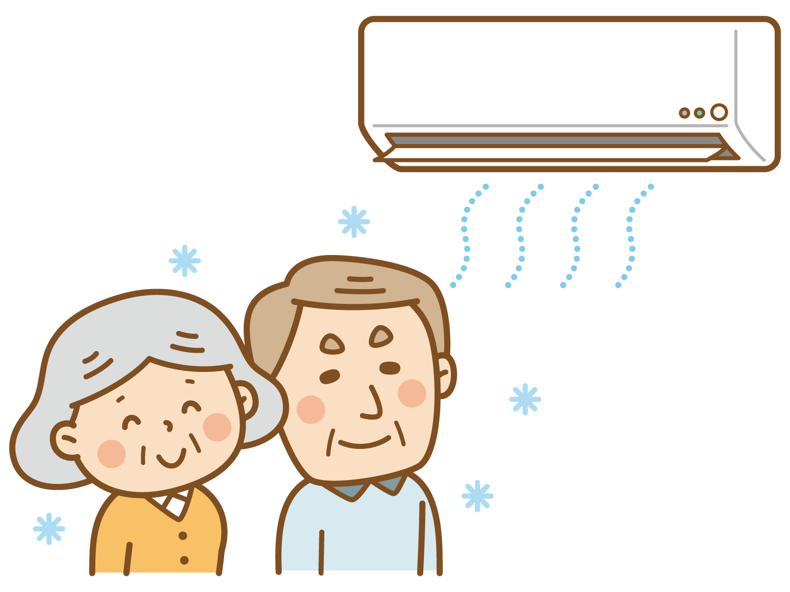 エアコン使用で快適に過ごしている高齢者